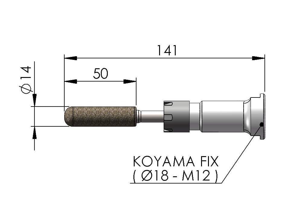 Diamond wheel with Koyama adapter (technical drawing)
