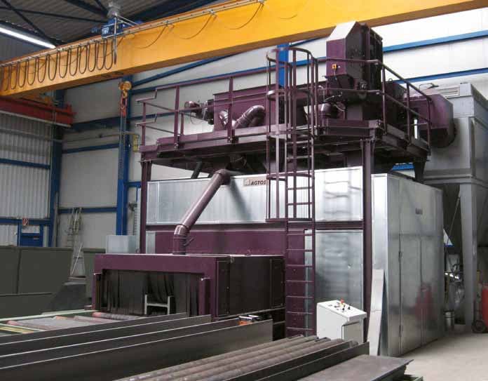 Roller conveyor blast machine installation