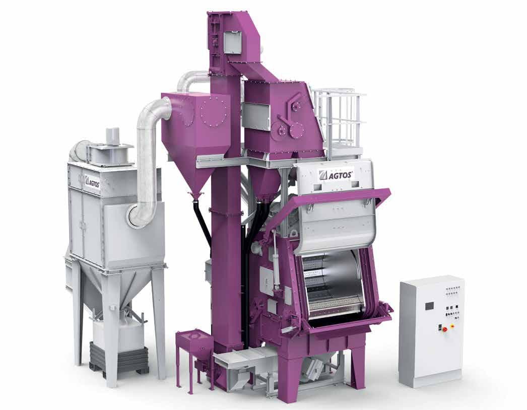 Rubber belt tumble blast machine